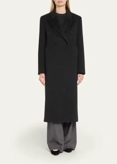 Loulou de Saison Rosco Wool-Cashmere Double-Breasted Long Coat | Thumbnail 2 Loulou de Saison Rosco Wool-Cashmere Double-Breasted Long Coat | Thumbnail 2