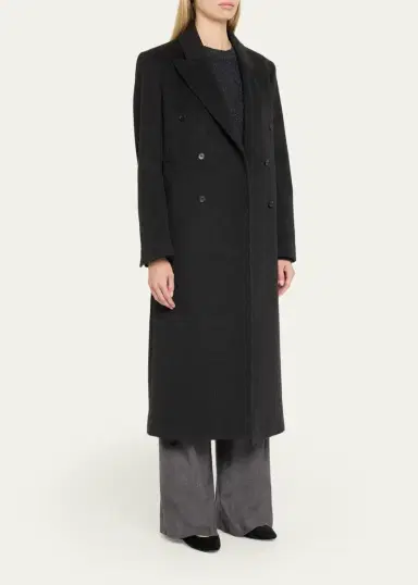 Loulou de Saison Rosco Wool-Cashmere Double-Breasted Long Coat | Thumbnail 4 Loulou de Saison Rosco Wool-Cashmere Double-Breasted Long Coat | Thumbnail 4