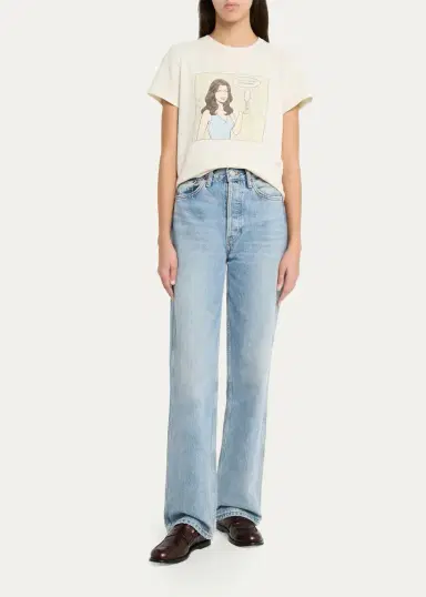 RE/DONE 5 O'Clock Graphic-Print Cotton T-Shirt | Thumbnail 2 RE/DONE 5 O'Clock Graphic-Print Cotton T-Shirt | Thumbnail 2