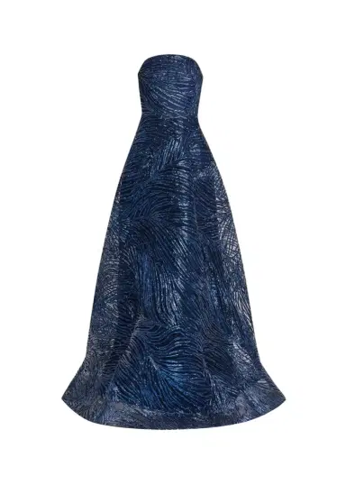 Naeem Khan Strapless Metallic Raffia Embroidered Gown | Thumbnail 1 Naeem Khan Strapless Metallic Raffia Embroidered Gown | Thumbnail 1