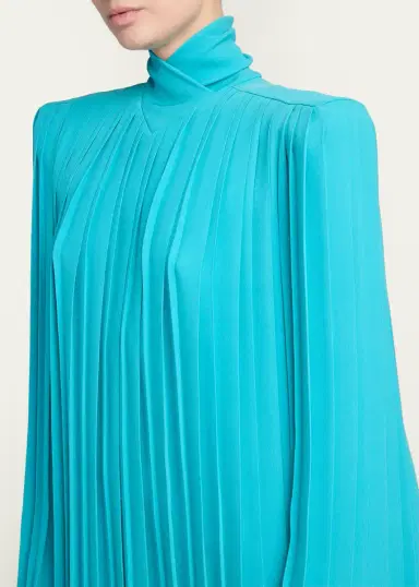 Valentino Garavani Pleated Padded-Shoulder Midi Shift Dress | Thumbnail 5 Valentino Garavani Pleated Padded-Shoulder Midi Shift Dress | Thumbnail 5
