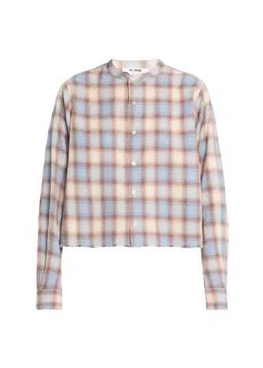 RE/DONE Bianca Cropped Cotton Plaid Shirt | Thumbnail 1 RE/DONE Bianca Cropped Cotton Plaid Shirt | Thumbnail 1