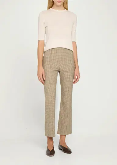Vince Niki Plaid Mid-Rise Crop Flare Pants | Thumbnail 2 Vince Niki Plaid Mid-Rise Crop Flare Pants | Thumbnail 2