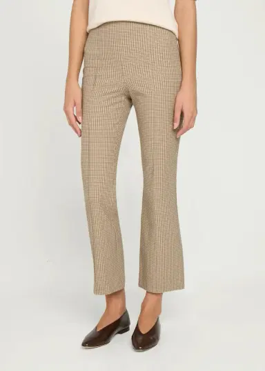 Vince Niki Plaid Mid-Rise Crop Flare Pants | Thumbnail 4 Vince Niki Plaid Mid-Rise Crop Flare Pants | Thumbnail 4