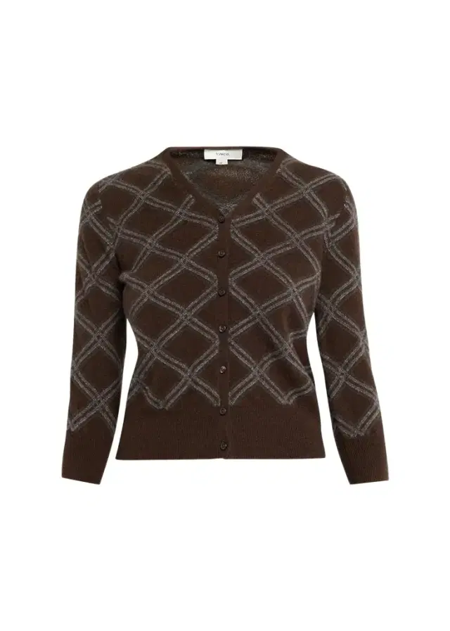 Diamond Plaid Cashmere V-Neck Cardigan Diamond Plaid Cashmere V-Neck Cardigan