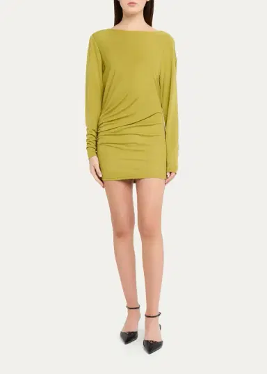 Ronny Kobo Nia Draped Bateau-Neck Jersey Mini Dress | Thumbnail 2 Ronny Kobo Nia Draped Bateau-Neck Jersey Mini Dress | Thumbnail 2