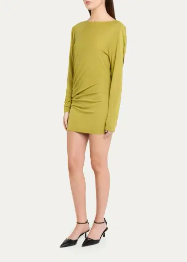 Ronny Kobo Nia Draped Bateau-Neck Jersey Mini Dress | Thumbnail 4 Ronny Kobo Nia Draped Bateau-Neck Jersey Mini Dress | Thumbnail 4