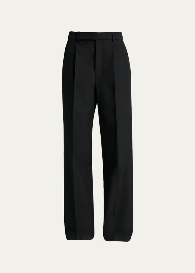 Wool Grain De Poudre Straight-Leg Trousers Wool Grain De Poudre Straight-Leg Trousers