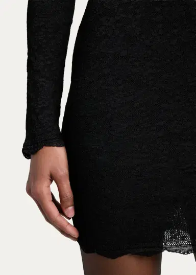 Saint Laurent Floral Lace Knit Long-Sleeve Mini Dress | Thumbnail 5 Saint Laurent Floral Lace Knit Long-Sleeve Mini Dress | Thumbnail 5