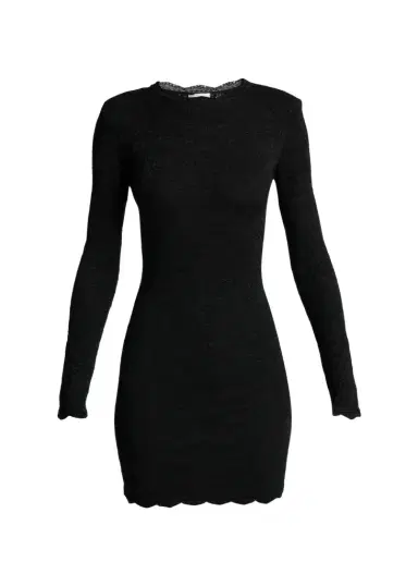 Saint Laurent Floral Lace Knit Long-Sleeve Mini Dress | Thumbnail 1 Saint Laurent Floral Lace Knit Long-Sleeve Mini Dress | Thumbnail 1