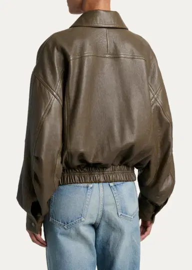 Saint Laurent Grained Lambskin Leather Bomber Jacket | Thumbnail 3 Saint Laurent Grained Lambskin Leather Bomber Jacket | Thumbnail 3