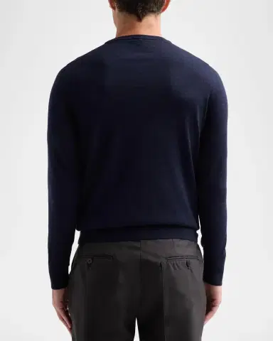 Isaia Men's Filo Corallo Wool Knit Crewneck Sweater | Thumbnail 3 Isaia Men's Filo Corallo Wool Knit Crewneck Sweater | Thumbnail 3