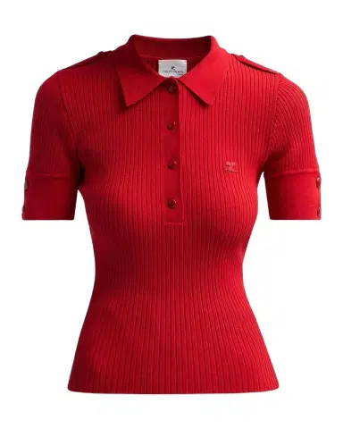 Courrèges Rib-Knit Polo Sweater | Thumbnail 1 Courrèges Rib-Knit Polo Sweater | Thumbnail 1