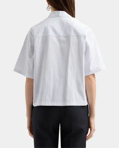 Jil Sander Pinstriped Pleated Short-Sleeve Shirt | Thumbnail 3 Jil Sander Pinstriped Pleated Short-Sleeve Shirt | Thumbnail 3