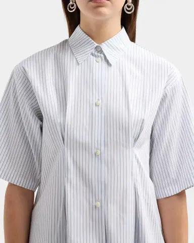 Jil Sander Pinstriped Pleated Short-Sleeve Shirt | Thumbnail 5 Jil Sander Pinstriped Pleated Short-Sleeve Shirt | Thumbnail 5