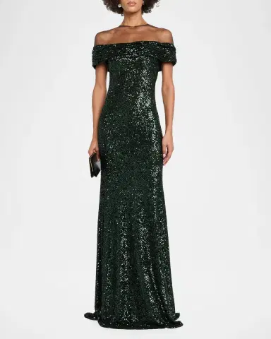 Naeem Khan Off-The-Shoulder Sequined Illusion Gown | Thumbnail 2 Naeem Khan Off-The-Shoulder Sequined Illusion Gown | Thumbnail 2