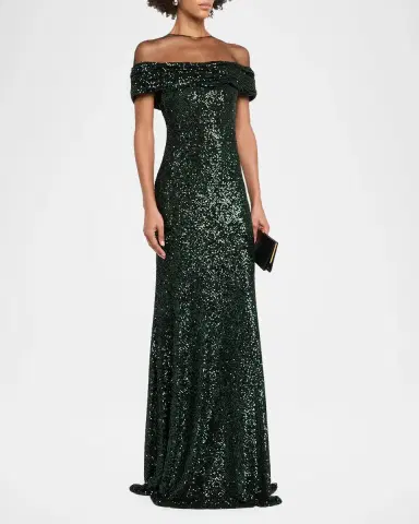 Naeem Khan Off-The-Shoulder Sequined Illusion Gown | Thumbnail 4 Naeem Khan Off-The-Shoulder Sequined Illusion Gown | Thumbnail 4