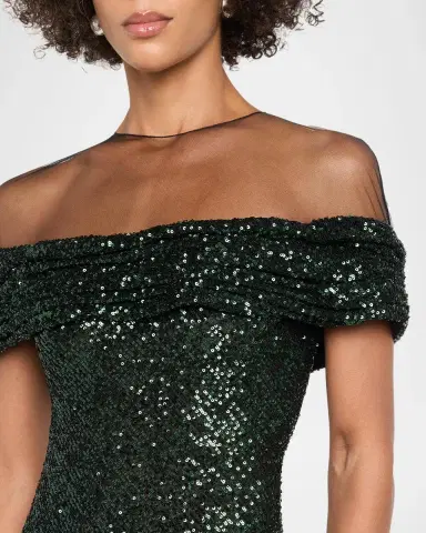 Naeem Khan Off-The-Shoulder Sequined Illusion Gown | Thumbnail 5 Naeem Khan Off-The-Shoulder Sequined Illusion Gown | Thumbnail 5