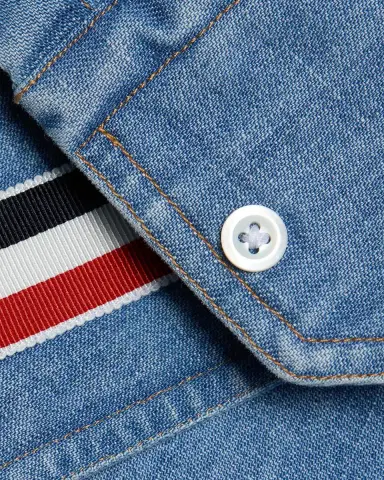 Thom Browne Men's Chambray Nametag Button-Down Shirt | Thumbnail 6 Thom Browne Men's Chambray Nametag Button-Down Shirt | Thumbnail 6