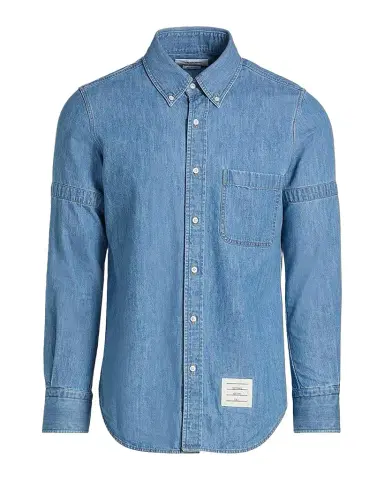 Thom Browne Men's Chambray Nametag Button-Down Shirt | Thumbnail 1 Thom Browne Men's Chambray Nametag Button-Down Shirt | Thumbnail 1