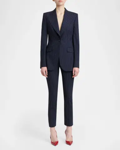Dolce & Gabbana Pinstripe Wool Skinny-Leg Ankle Trousers | Thumbnail 2 Dolce & Gabbana Pinstripe Wool Skinny-Leg Ankle Trousers | Thumbnail 2