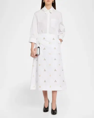Simone Rocha Ripple Rose Embroidered A-Line Midi Skirt | Thumbnail 2 Simone Rocha Ripple Rose Embroidered A-Line Midi Skirt | Thumbnail 2