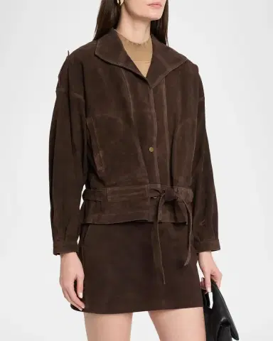 RE/DONE Debbie Belted Suede Jacket | Thumbnail 4 RE/DONE Debbie Belted Suede Jacket | Thumbnail 4