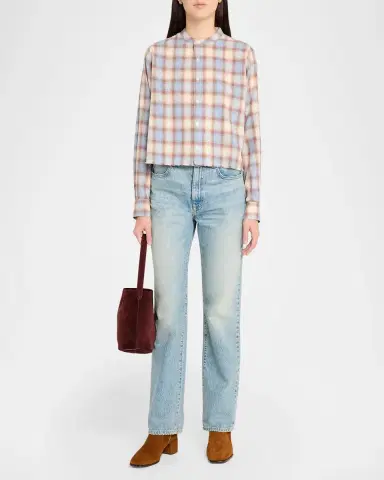 RE/DONE Bianca Cropped Cotton Plaid Shirt | Thumbnail 2 RE/DONE Bianca Cropped Cotton Plaid Shirt | Thumbnail 2