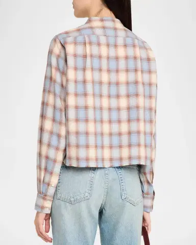 RE/DONE Bianca Cropped Cotton Plaid Shirt | Thumbnail 3 RE/DONE Bianca Cropped Cotton Plaid Shirt | Thumbnail 3