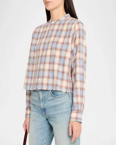 RE/DONE Bianca Cropped Cotton Plaid Shirt | Thumbnail 4 RE/DONE Bianca Cropped Cotton Plaid Shirt | Thumbnail 4