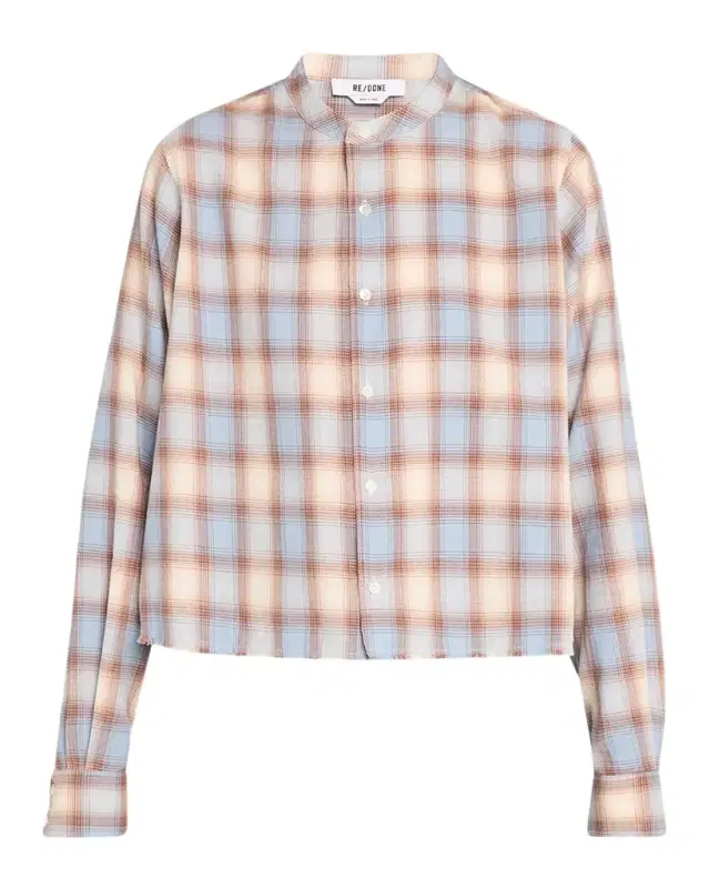 Bianca Cropped Cotton Plaid Shirt Bianca Cropped Cotton Plaid Shirt