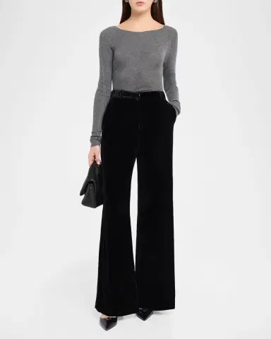 L'Agence Pilar Velvet Wide-Leg Pants | Thumbnail 2 L'Agence Pilar Velvet Wide-Leg Pants | Thumbnail 2