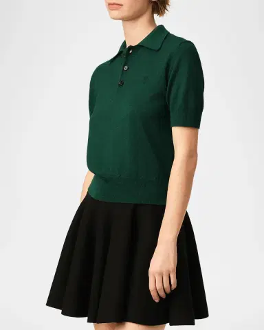 AMI PARIS Ami De Coeur Wool Polo Top | Thumbnail 4 AMI PARIS Ami De Coeur Wool Polo Top | Thumbnail 4