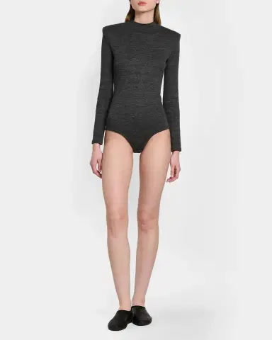 Jil Sander Padded-Shoulder Wool Jersey Bodysuit | Thumbnail 2 Jil Sander Padded-Shoulder Wool Jersey Bodysuit | Thumbnail 2