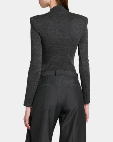 Jil Sander Padded-Shoulder Wool Jersey Bodysuit | Thumbnail 4 Jil Sander Padded-Shoulder Wool Jersey Bodysuit | Thumbnail 4