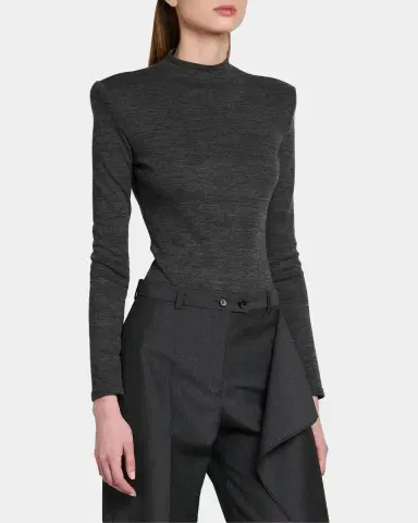 Jil Sander Padded-Shoulder Wool Jersey Bodysuit | Thumbnail 5 Jil Sander Padded-Shoulder Wool Jersey Bodysuit | Thumbnail 5