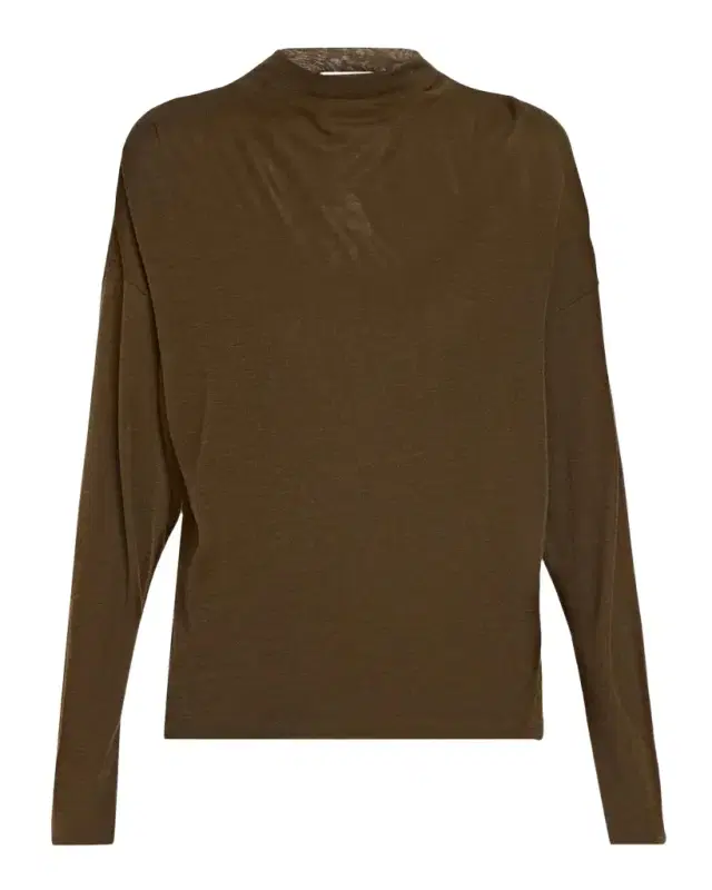 Relaxed Wool-Blend Funnel-Neck Top Relaxed Wool-Blend Funnel-Neck Top