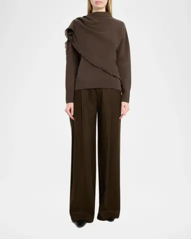 Vince Draped-Shawl Fringed Wool-Cashmere Sweater | Thumbnail 2 Vince Draped-Shawl Fringed Wool-Cashmere Sweater | Thumbnail 2