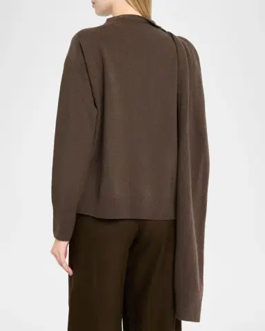 Vince Draped-Shawl Fringed Wool-Cashmere Sweater | Thumbnail 3 Vince Draped-Shawl Fringed Wool-Cashmere Sweater | Thumbnail 3