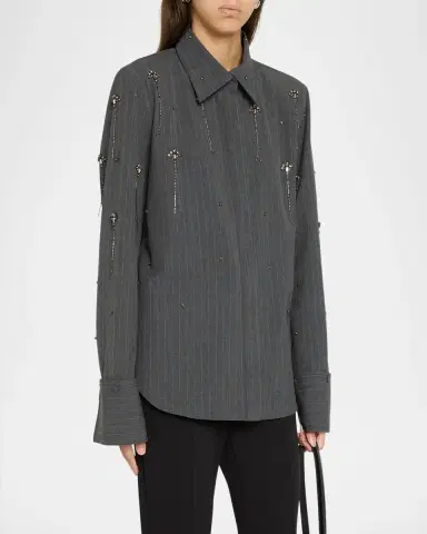 Kobi Halperin Bridget Embellished Pinstripe Blouse | Thumbnail 4 Kobi Halperin Bridget Embellished Pinstripe Blouse | Thumbnail 4