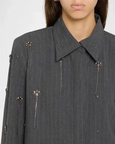 Kobi Halperin Bridget Embellished Pinstripe Blouse | Thumbnail 5 Kobi Halperin Bridget Embellished Pinstripe Blouse | Thumbnail 5