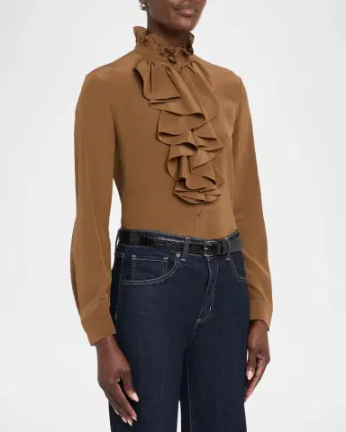Nili Lotan Lily Silk Ruffle Blouse | Thumbnail 4 Nili Lotan Lily Silk Ruffle Blouse | Thumbnail 4