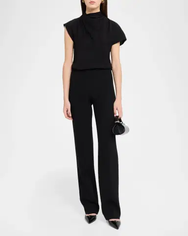 Staud Davina Asymmetric Draped High-Neck Top | Thumbnail 2 Staud Davina Asymmetric Draped High-Neck Top | Thumbnail 2