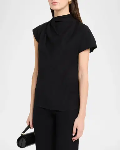 Staud Davina Asymmetric Draped High-Neck Top | Thumbnail 4 Staud Davina Asymmetric Draped High-Neck Top | Thumbnail 4