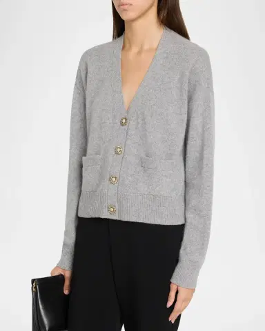 Cinq à Sept Rhinestone Button-Front Cashmere Cardigan | Thumbnail 4 Cinq à Sept Rhinestone Button-Front Cashmere Cardigan | Thumbnail 4