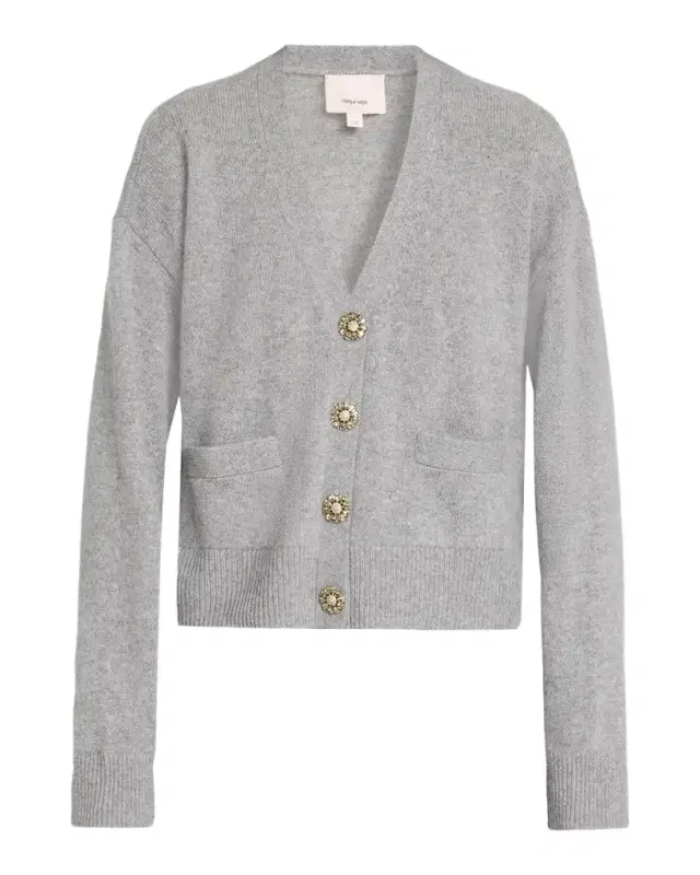 Rhinestone Button-Front Cashmere Cardigan Rhinestone Button-Front Cashmere Cardigan