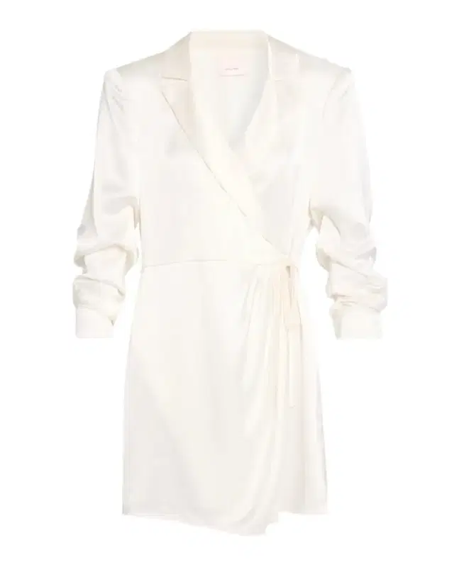 Sabina Scrunched-Sleeve Satin Mini Wrap Dress Sabina Scrunched-Sleeve Satin Mini Wrap Dress