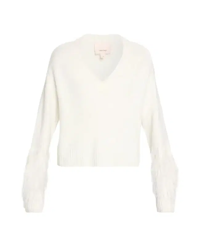 Brianne Feather-Trim V-Neck Sweater Brianne Feather-Trim V-Neck Sweater