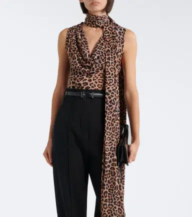 BLUMARINE Draped scarf-detail leopard-print top | Thumbnail 4 BLUMARINE Draped scarf-detail leopard-print top | Thumbnail 4
