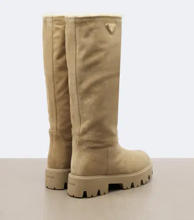 Prada Shearling-lined suede knee-high boots | Thumbnail 3 Prada Shearling-lined suede knee-high boots | Thumbnail 3
